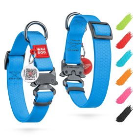Waterproof Dog Collar Adjustable for Large Dogs Small and Medium Dogs Heavy Duty with Durable Metal Clasp Blue Color 9-14 inch Neck x 3/5 inch Wi